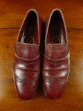 26/0705 beautiful vintage george cleverly brown leather brogue slip-on shoe w/ bags uk 9