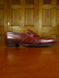 26/0705 beautiful vintage george cleverly brown leather brogue slip-on shoe w/ bags uk 9