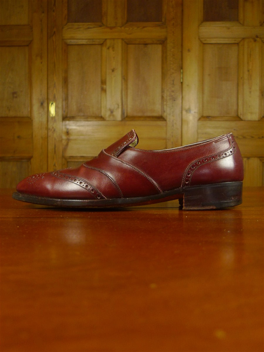 26/0705 beautiful vintage george cleverly brown leather brogue slip-on shoe w/ bags uk 9