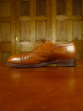26/0703 vintage john lobb tan brown leather oxford semi-brogue shoe w/ inserts uk 8.5