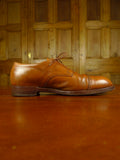 26/0703 vintage john lobb tan brown leather oxford semi-brogue shoe w/ inserts uk 8.5