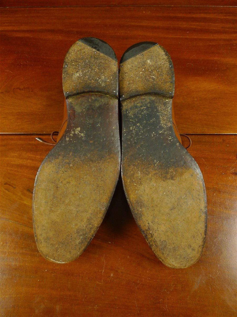 26/0703 vintage john lobb tan brown leather oxford semi-brogue shoe w/ inserts uk 8.5