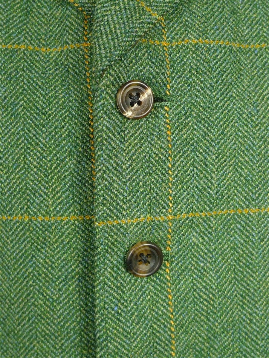 26/0693 immaculate 2012 stowers savile row bespoke green / amber wp check tweed waistcoat 42 short to regular