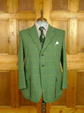 26/0692 immaculate stowers 2012 savile row bespoke green / amber wp check tweed norfolk style shooting jacket 41-42 short to regular