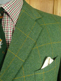 26/0692 immaculate stowers 2012 savile row bespoke green / amber wp check tweed norfolk style shooting jacket 41-42 short to regular