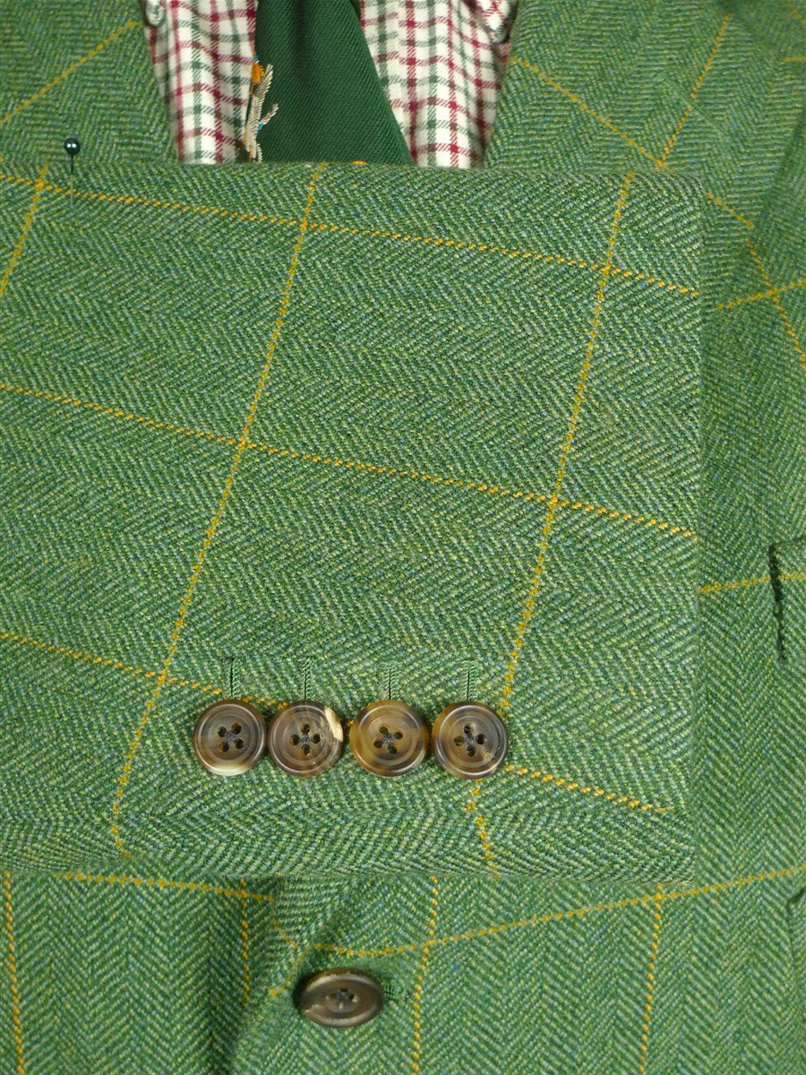 26/0692 immaculate stowers 2012 savile row bespoke green / amber wp check tweed norfolk style shooting jacket 41-42 short to regular
