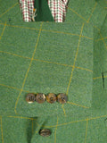 26/0692 immaculate stowers 2012 savile row bespoke green / amber wp check tweed norfolk style shooting jacket 41-42 short to regular