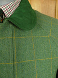 26/0695 immaculate stowers savile row bespoke green / amber wp check tweed shooting coat 44