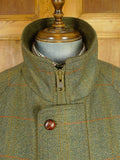 26/0697 immaculate john brocklehurst heavyweight green / amber wp check tweed shooting coat 44-46