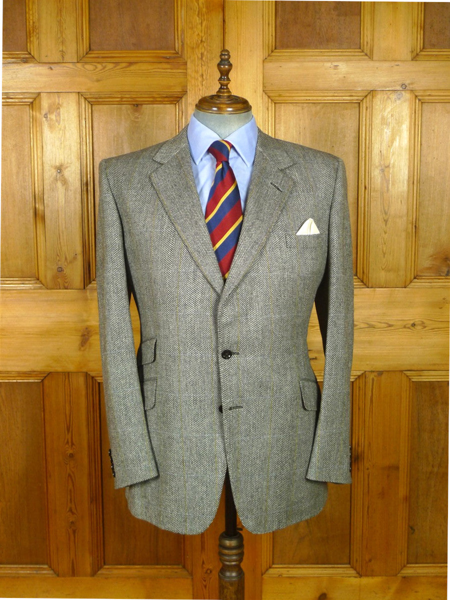 26/0686 immaculate VINTAGE TURNBULL & ASSER GREY HERRINGBONE / AMBER & BLUE WP CHECK TWEED SPOORTS JACKET BLAZER 45-46 long