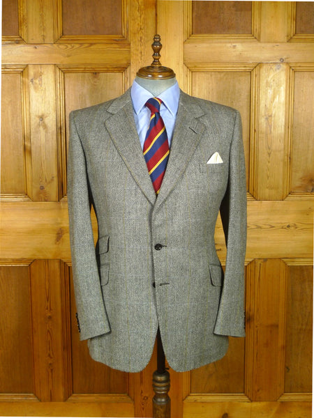 26/0686 immaculate VINTAGE TURNBULL & ASSER GREY HERRINGBONE / AMBER & BLUE WP CHECK TWEED SPOORTS JACKET BLAZER 45-46 long