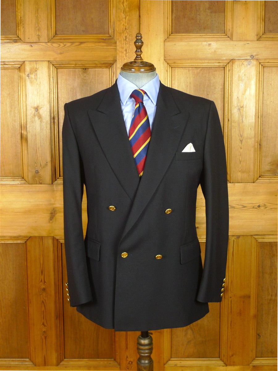 26/0687 immaculate vintage christian dior navy blue d/b wool blazer w/ CD buttons 41-42 long