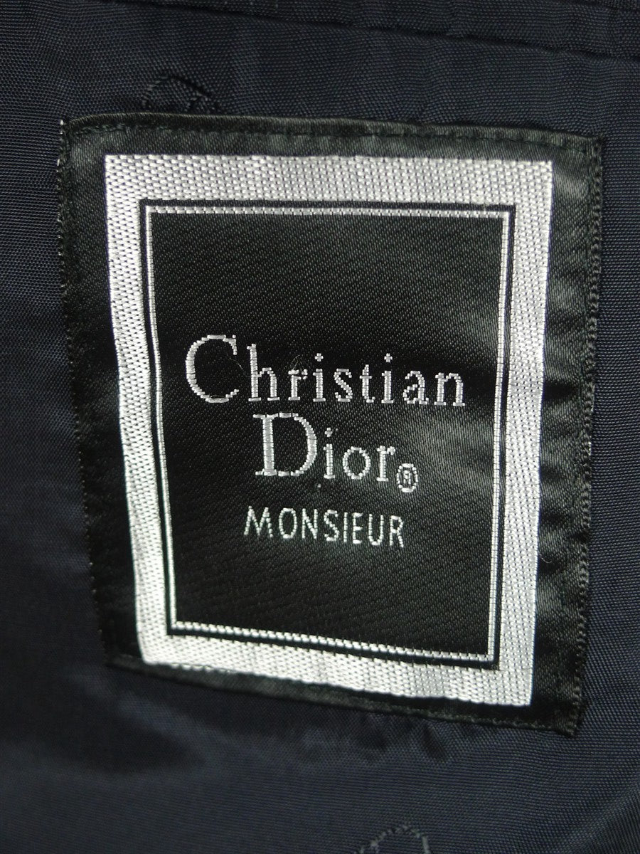 26/0687 immaculate vintage christian dior navy blue d/b wool blazer w/ CD buttons 41-42 long