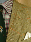 26/0688 immaculate vintage heavyweight savile row bespoke green / brown wp check tweed jacket 38 short