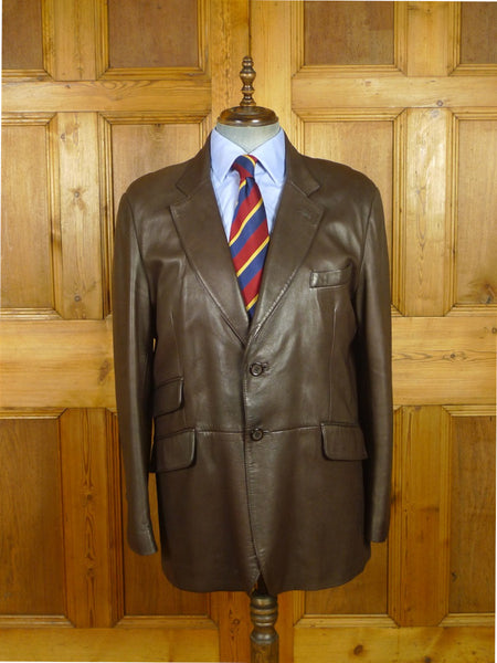 26/0710 modern crombie dark brown leather blazer sports jacket 46