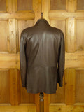 26/0710 modern crombie dark brown leather blazer sports jacket 46