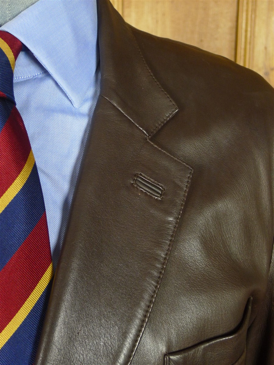 26/0710 modern crombie dark brown leather blazer sports jacket 46