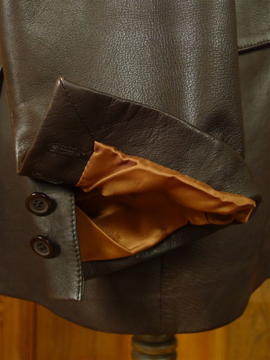 26/0710 modern crombie dark brown leather blazer sports jacket 46