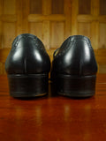 26/0711 beautiful vintage george cleverly black leather brogue slip-on shoe w/ bags uk 9