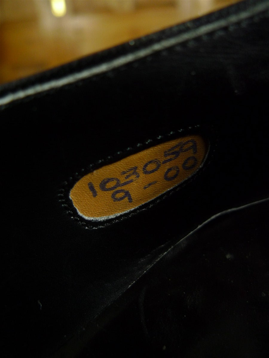 26/0711 beautiful vintage george cleverly black leather brogue slip-on shoe w/ bags uk 9