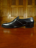 26/0711 beautiful vintage george cleverly black leather brogue slip-on shoe w/ bags uk 9