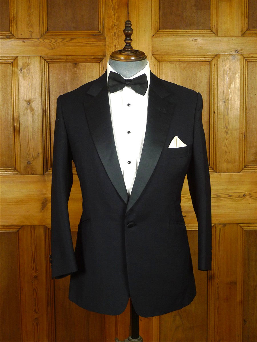 26/0713 vintage 1988 daniel w jupp savile row bespoke midnight blue wool & mohair dinner suit 36-37 short