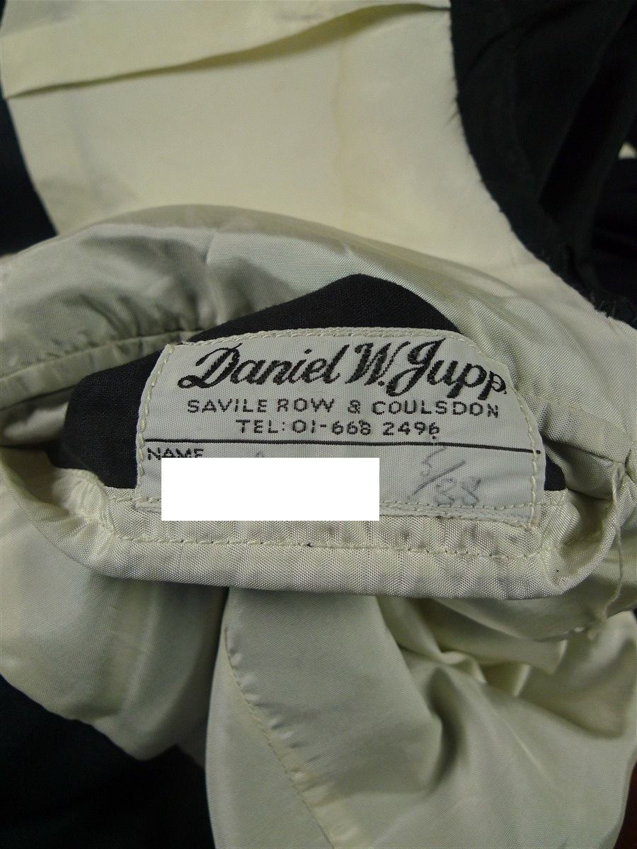 26/0713 vintage 1988 daniel w jupp savile row bespoke midnight blue wool & mohair dinner suit 36-37 short