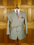 26/0712 vintage 1985 daniel w jupp savile row bespoke grey / blue prince of wales check worsted flannel suit 38 short