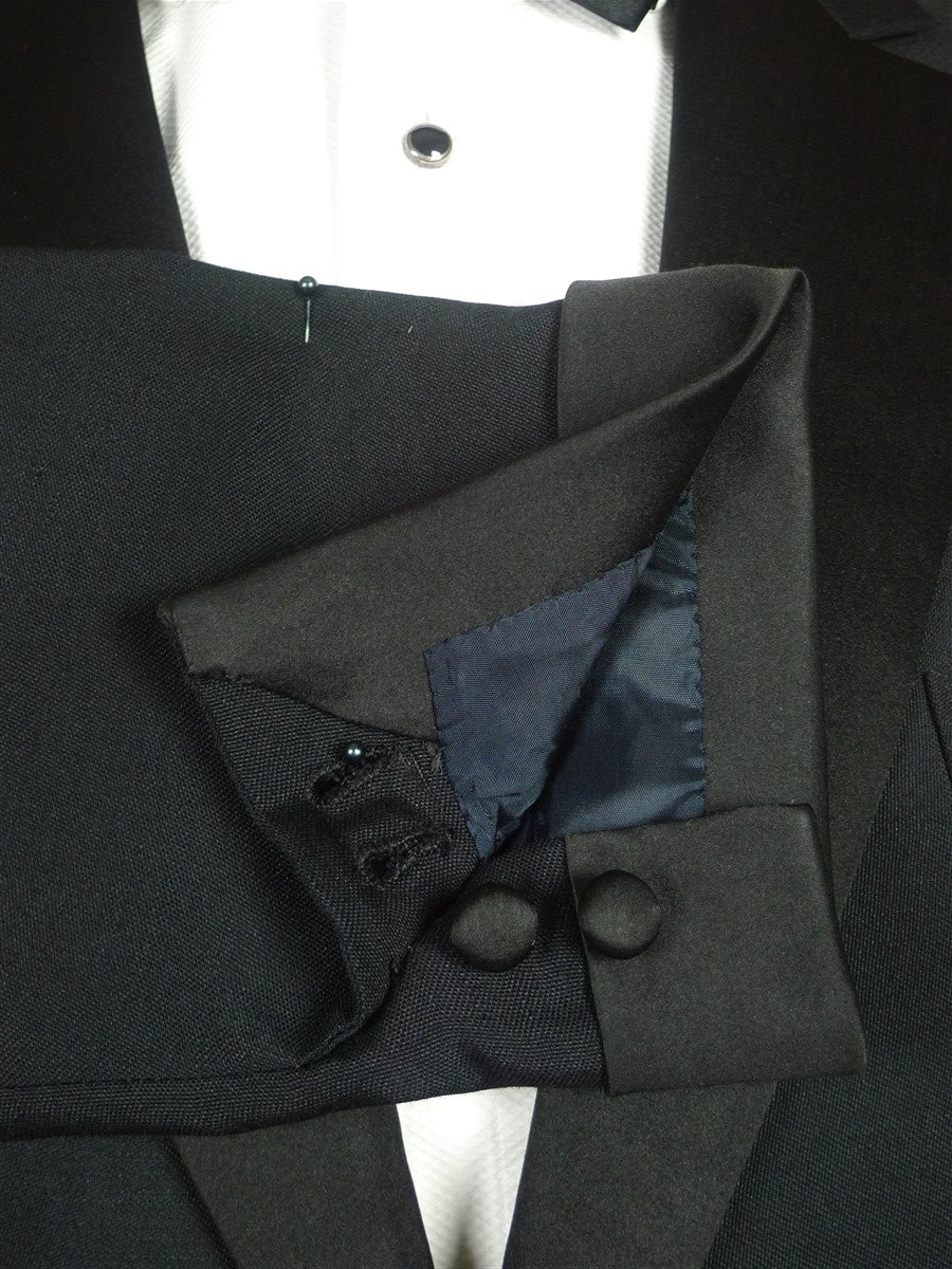 26/0730 immaculate 1998 daniel w jupp savile row bespoke midnight blue mohair dinner suit w/ gauntlet cuff 38 short