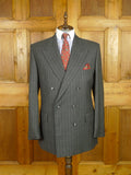26/0731 near immaculate vintage crombie grey chalk-stripe worsted flannel d/b suit 42 long