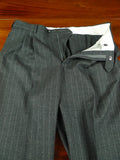 26/0731 near immaculate vintage crombie grey chalk-stripe worsted flannel d/b suit 42 long