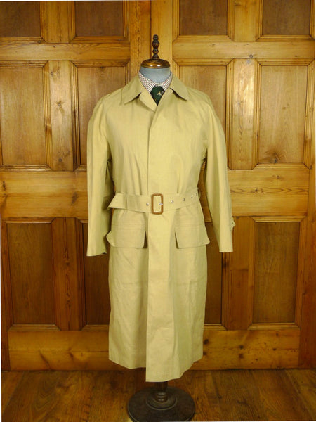 26/0724 vintage british rubber-proofed cotton riding mac overcoat coat w/ tattersall backing 38-40
