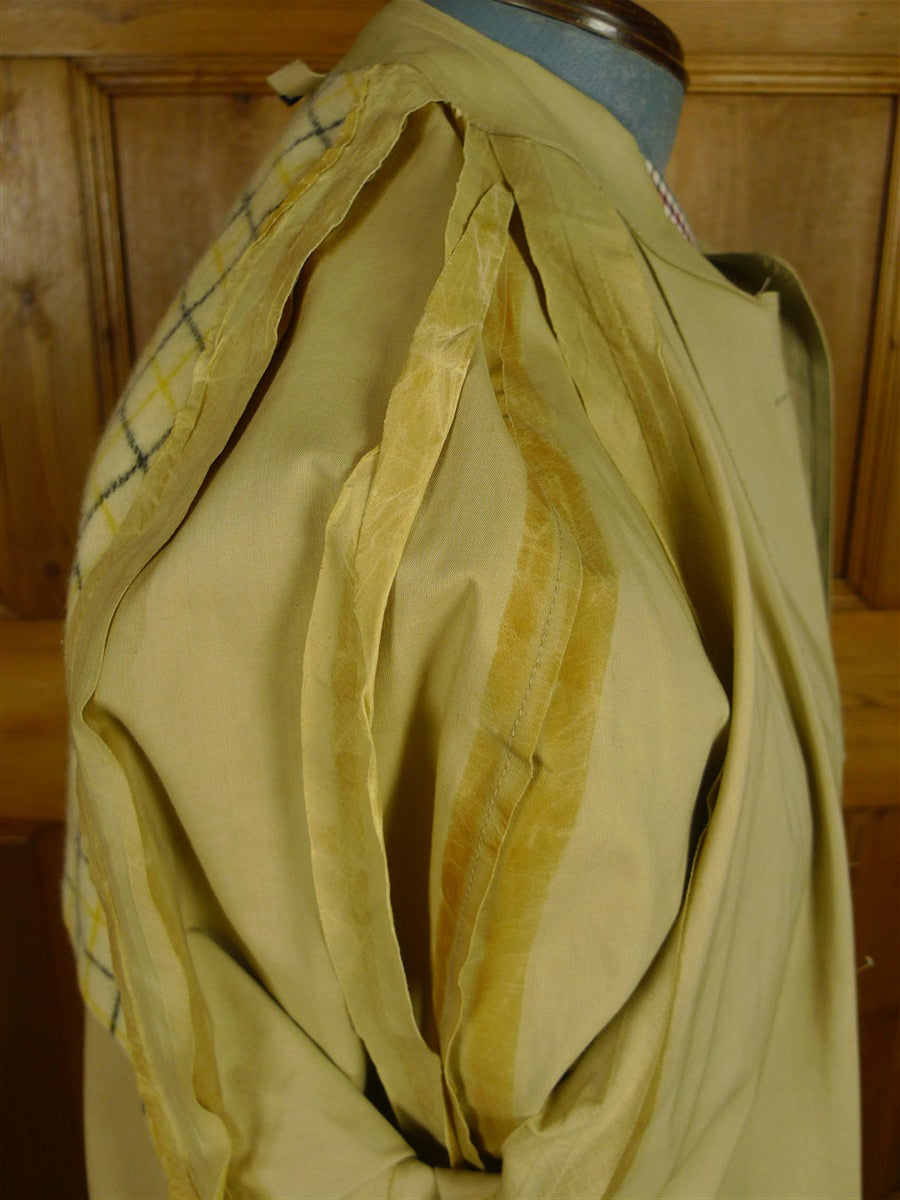 26/0724 vintage british rubber-proofed cotton riding mac overcoat coat w/ tattersall backing 38-40