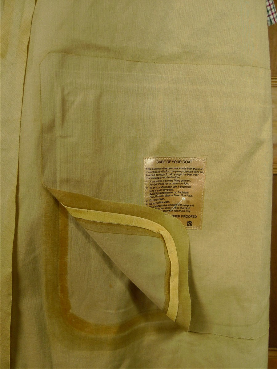 26/0724 vintage british rubber-proofed cotton riding mac overcoat coat w/ tattersall backing 38-40