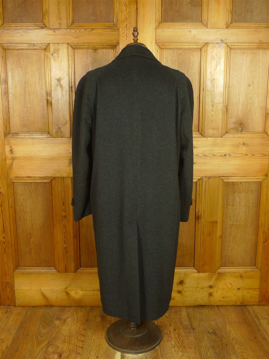 26/0720 immaculate loro piana pure cashmere charcoal grey full-length raglan coat overcoat 46