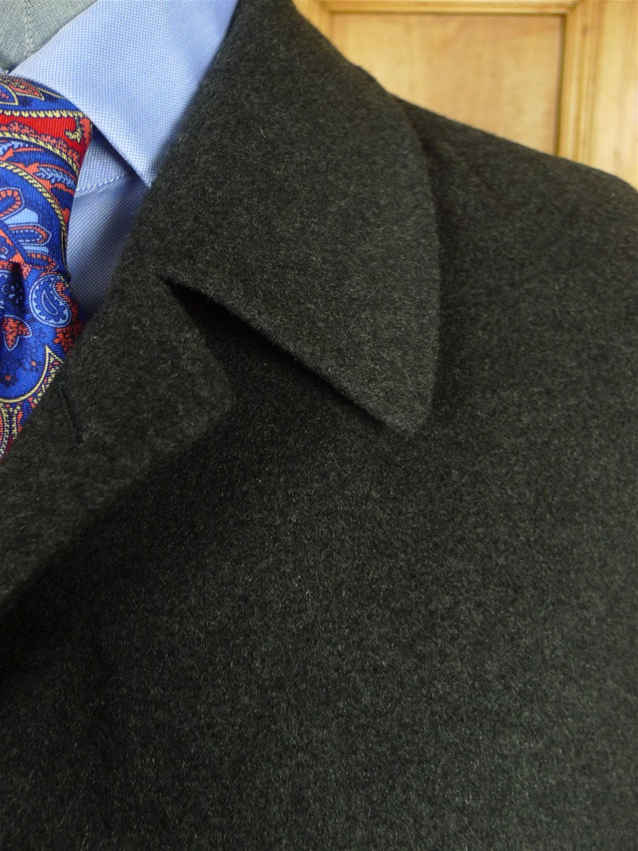 26/0720 immaculate loro piana pure cashmere charcoal grey full-length raglan coat overcoat 46