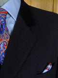 26/0722 vintage genuine crombie navy blue wool coat overcoat w/ velvet collar & red linings 44-45 regular