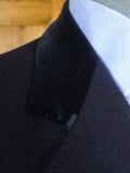 26/0722 vintage genuine crombie navy blue wool coat overcoat w/ velvet collar & red linings 44-45 regular