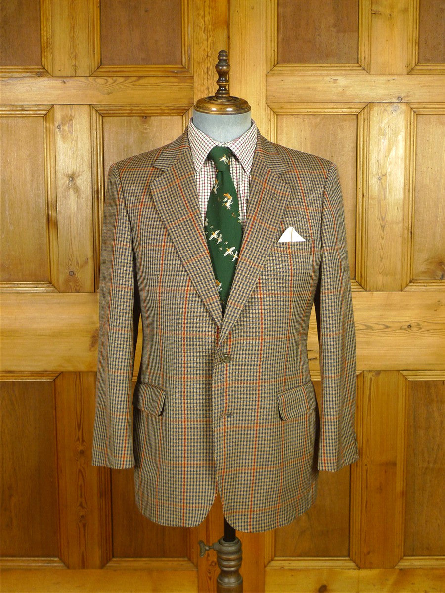 26/0717 vintage john g hardy brown gun check wool sports jacket blazer 40 regular