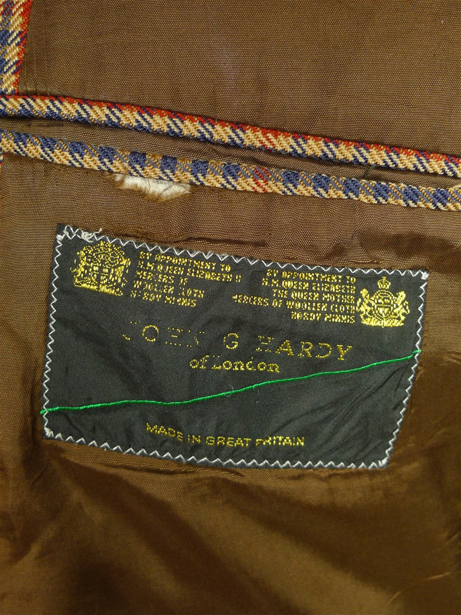26/0717 vintage john g hardy brown gun check wool sports jacket blazer 40 regular