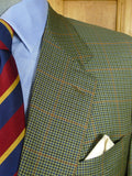26/0714 vintage gieves & hawkes savile row green gun check wool sports jacket blazer 44 regular