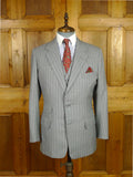 26/0727 near immaculate 2002 anderson & seheppard savile row bespoke grey pin-stripe worsted wool 3-piece suit 38-39 regular