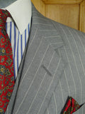 26/0727 near immaculate 2002 anderson & seheppard savile row bespoke grey pin-stripe worsted wool 3-piece suit 38-39 regular