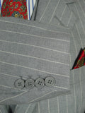 26/0727 near immaculate 2002 anderson & seheppard savile row bespoke grey pin-stripe worsted wool 3-piece suit 38-39 regular
