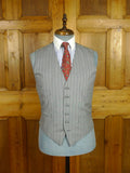 26/0727 near immaculate 2002 anderson & seheppard savile row bespoke grey pin-stripe worsted wool 3-piece suit 38-39 regular