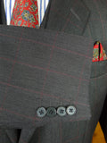 26/0725 immaculate 1991 anderson & seheppard savile row bespoke charcoal grey / red wp overcheck worsted 3-piece suit 39 regular