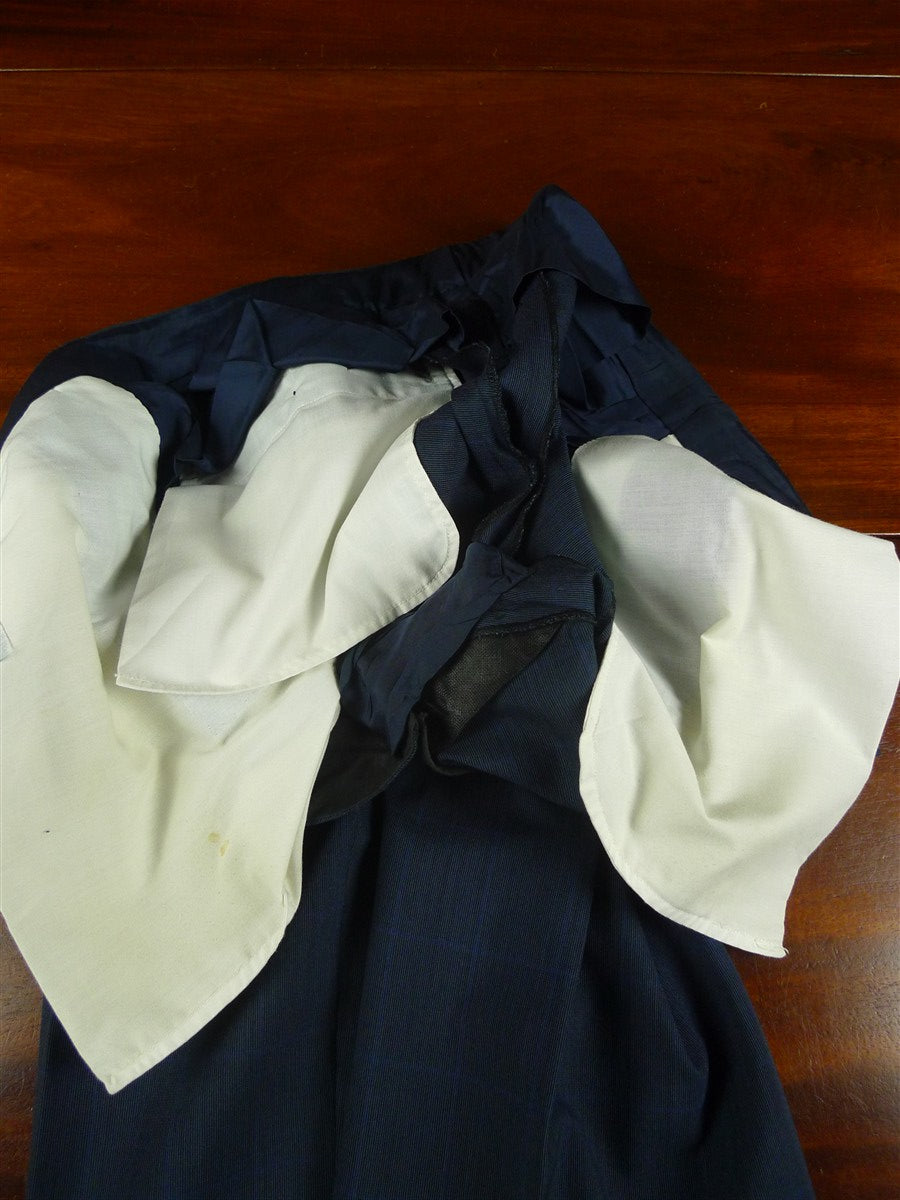 26/0728 vintage 1998 anderson & sheppard savile row bespoke blue wp check wool worsted suit 39 regular