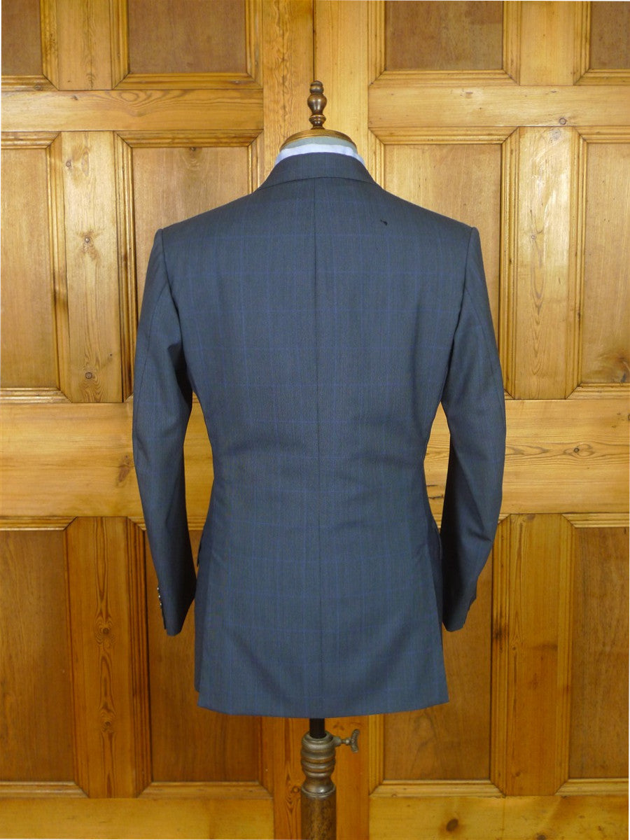 26/0728 vintage 1998 anderson & sheppard savile row bespoke blue wp check wool worsted suit 39 regular
