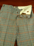 26/0729 immaculate vintage bespoke tailored brown / green shepherds check button-fly tweed trouser 32