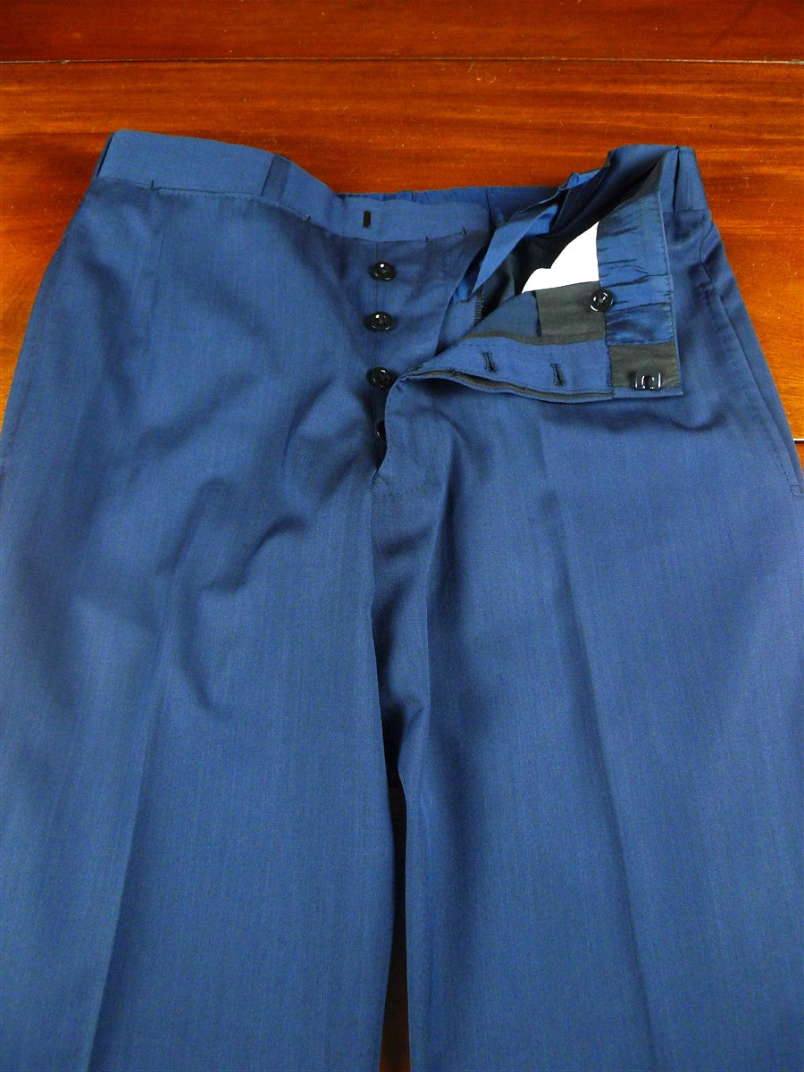 26/0732 immaculate 1995 anderson & sheppard savile row bespoke teal blue herringbone wool trouser 30-34